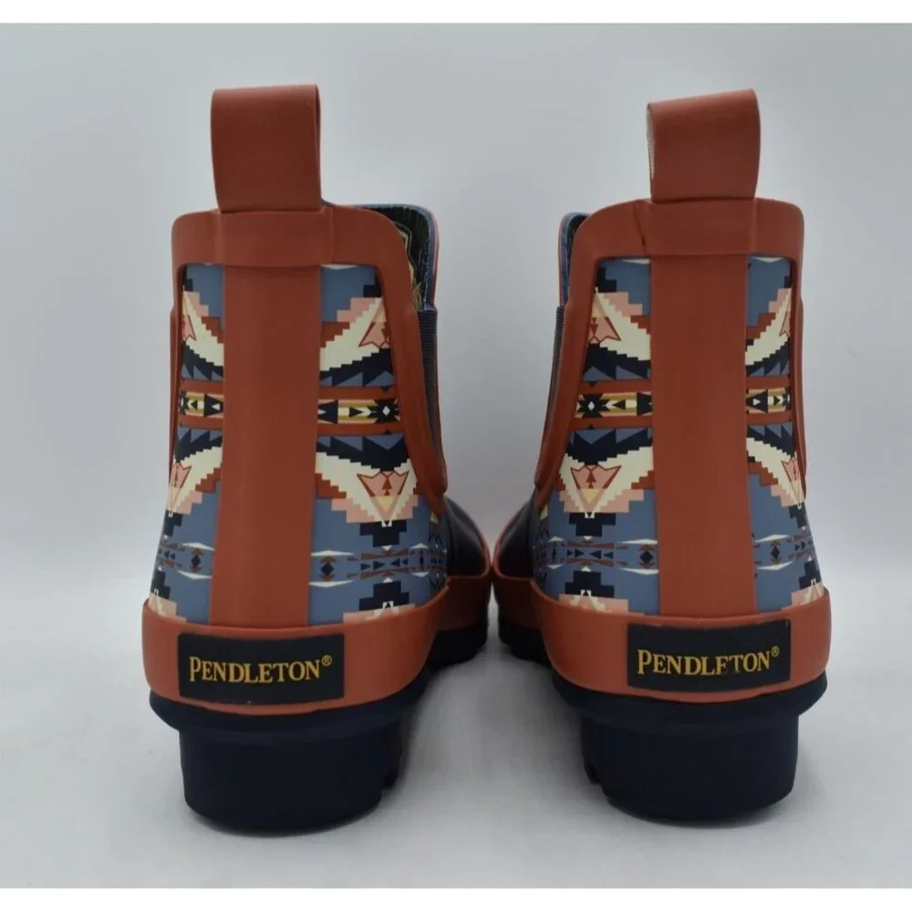 Pendleton Womens Size 7 Sierra Ridge Navy Multi Waterproof Chelsea Rain‎ Boots